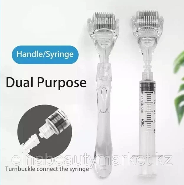Derma Roller System мезороллер 1мм прозрачный +шприц дозатор