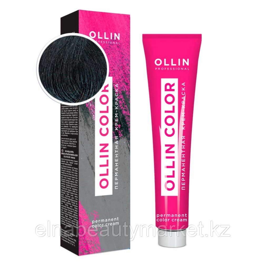 Ollin Professional ПЕРМАНЕНТНАЯ КРЕМ-КРАСКА ДЛЯ ВОЛОС COLOR (1/0 ИССИНЯ-ЧЕРНЫЙ) 60мл.